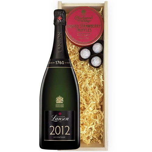 Magnum of Lanson Le Vintage 2012 Champagne 150cl And Strawberry Charbonnel Truffles Magnum Box